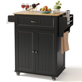 Kitchen Island Cart with Storage,Rolling Kitchen Island Side Table on Wheels with Worktop,Spice Rack ,Adjustable Shelves and Drawer for Kitchen,Dining Room - Blakc
