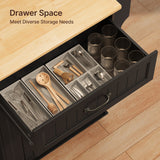 Kitchen Island Cart with Storage,Rolling Kitchen Island Side Table on Wheels with Worktop,Spice Rack ,Adjustable Shelves and Drawer for Kitchen,Dining Room - Blakc