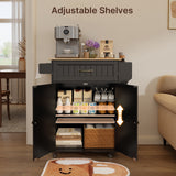 Kitchen Island Cart with Storage,Rolling Kitchen Island Side Table on Wheels with Worktop,Spice Rack ,Adjustable Shelves and Drawer for Kitchen,Dining Room - Blakc