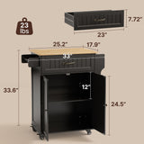 Kitchen Island Cart with Storage,Rolling Kitchen Island Side Table on Wheels with Worktop,Spice Rack ,Adjustable Shelves and Drawer for Kitchen,Dining Room - Blakc