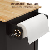 Kitchen Island Cart with Storage,Rolling Kitchen Island Side Table on Wheels with Worktop,Spice Rack ,Adjustable Shelves and Drawer for Kitchen,Dining Room - Blakc