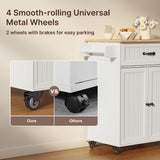 Kitchen Island Cart with Storage,Rolling Kitchen Island Side Table on Wheels with Worktop,Spice Rack ,Adjustable Shelves and Drawer for Kitchen,Dining Room - White