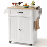 Kitchen Island Cart with Storage,Rolling Kitchen Island Side Table on Wheels with Worktop,Spice Rack ,Adjustable Shelves and Drawer for Kitchen,Dining Room - White