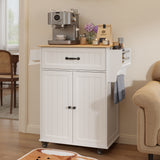 Kitchen Island Cart with Storage,Rolling Kitchen Island Side Table on Wheels with Worktop,Spice Rack ,Adjustable Shelves and Drawer for Kitchen,Dining Room - White