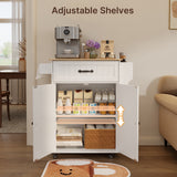 Kitchen Island Cart with Storage,Rolling Kitchen Island Side Table on Wheels with Worktop,Spice Rack ,Adjustable Shelves and Drawer for Kitchen,Dining Room - White