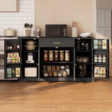 56" Buffet Sideboard Cabinet, Asofer Kitchen Storage Cabinet Coffee Bar with Doors & Drawer - Black