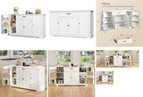 56" Buffet Sideboard Cabinet, Asofer Kitchen Storage Cabinet Coffee Bar with Doors & Drawer - Black