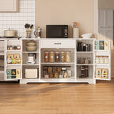 56" Buffet Sideboard Cabinet, Asofer Kitchen Storage Cabinet Coffee Bar with Doors & Drawer - Black