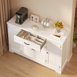 56" Buffet Sideboard Cabinet, Asofer Kitchen Storage Cabinet Coffee Bar with Doors & Drawer - Black
