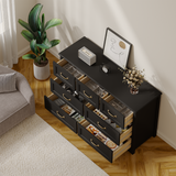 Asofer Bedroom Sets, Includes 5 Drawer Dresser & 7 Drawer Dresser with Metal Handle for Master Bedroom, Black