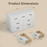 Asofer White King Bedroom Set: Bed Frame, 2 Nightstands & 2 Dressers, Modern Storage Bundle