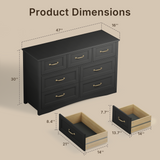 Asofer Bedroom Sets, Includes 5 Drawer Dresser & 7 Drawer Dresser with Metal Handle for Master Bedroom, Black