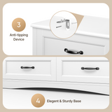 Asofer White King Bedroom Set: Bed Frame, 2 Nightstands & 2 Dressers, Modern Storage Bundle
