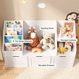 Asofer Kids Activity Table Set and Separate Storage Cabinet, Playroom Toy Organizer Furniture