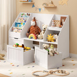 Asofer Multi-Function Kids Play Activity Table with Storage Cabinet, Children Playroom Furniture