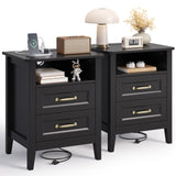 Asofer 3-Piece Bedroom Furniture Sets, Includes 5 - Drawer Dressers and 7 - Drawer Cabinet with Metal Handle, Nightstand with Charging Station, Black