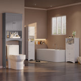 66.1" over the Toilet Storage Cabinet with Adjustable Shelf and Open Storage Shelf, Freestanding - Gray