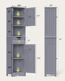 Bathroom Storage Cabinet, White Linen Cabinet, Narrow Tall Cabinet Storage Tower with Door ,Drawer and Open Storage - Gray