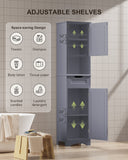 Bathroom Storage Cabinet, White Linen Cabinet, Narrow Tall Cabinet Storage Tower with Door ,Drawer and Open Storage - Gray