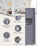 Bathroom Storage Cabinet, White Linen Cabinet, Narrow Tall Cabinet Storage Tower with Door ,Drawer and Open Storage - Gray
