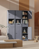 Bathroom Storage Cabinet, White Linen Cabinet, Narrow Tall Cabinet Storage Tower with Door ,Drawer and Open Storage - Gray