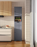 Bathroom Storage Cabinet, White Linen Cabinet, Narrow Tall Cabinet Storage Tower with Door ,Drawer and Open Storage - Gray