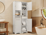Asofer 67" Tall Bathroom Storage Cabinet, Modern Multipurpose Linen Tower for Bathroom, Living Room & Entryway, Adjustable Shelf, White