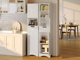 Asofer 67" Tall Bathroom Storage Cabinet, Modern Multipurpose Linen Tower for Bathroom, Living Room & Entryway, Adjustable Shelf, White