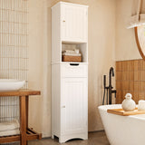 Asofer 67" Tall Bathroom Storage Cabinet, Modern Multipurpose Linen Tower for Bathroom, Living Room & Entryway, Adjustable Shelf, White