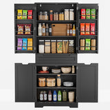 Asofer 71" Pantry Cabinet with Doors & Shelves - Huge Storage Kitchen Cabinet, Adjustable Shelves, Black