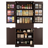 Asofer 71" Pantry Cabinet with Doors & Shelves - Huge Storage Kitchen Cabinet, Adjustable Shelves, Dark Brown