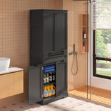 Asofer 71" Pantry Cabinet with Doors & Shelves - Huge Storage Kitchen Cabinet, Adjustable Shelves, Black