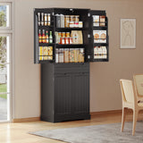 Asofer 71" Pantry Cabinet with Doors & Shelves - Huge Storage Kitchen Cabinet, Adjustable Shelves, Black