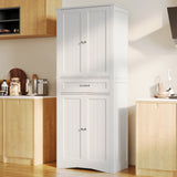 Asofer 71 Inch Tall Kitchen Pantry Cabinet with 4 Doors, Adjustable Shelves & 15" Deep Drawer, White