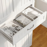 Asofer 71 Inch Tall Kitchen Pantry Cabinet with 4 Doors, Adjustable Shelves & 15" Deep Drawer, White