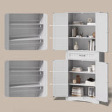 Asofer 71 Inch Tall Kitchen Pantry Cabinet with 4 Doors, Adjustable Shelves & 15" Deep Drawer, White