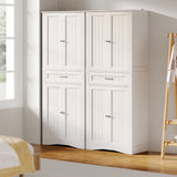 Asofer 71 Inch Tall Kitchen Pantry Cabinet with 4 Doors, Adjustable Shelves & 15" Deep Drawer, White