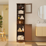 Asofer 67.1" Tall Bathroom Storage Cabinet with Adjustable Shelves, 2 Doors, for Bathroom, Kitchen, Living Room, Dark Brown