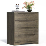 Dresser with 4 Drawers, Wood Tall Chest, Built-in Handle Drawers for Bedroom, Home, Living Room, Hallway - Gray