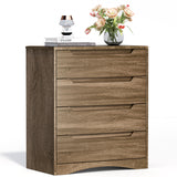 Dresser with 4 Drawers, Wood Tall Chest, Built-in Handle Drawers for Bedroom, Home, Living Room, Hallway - Brown