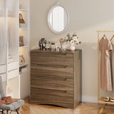 Dresser with 4 Drawers, Wood Tall Chest, Built-in Handle Drawers for Bedroom, Home, Living Room, Hallway - Brown