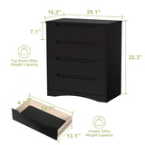 Dresser for Bedroom, Asofer 4 Drawer Dresser with Cutout Handle, Sturdy Wood Storage Cabinet, Black