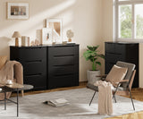 Dresser for Bedroom, Asofer 4 Drawer Dresser with Cutout Handle, Sturdy Wood Storage Cabinet, Black
