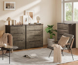 Dresser with 4 Drawers, Wood Tall Chest, Built-in Handle Drawers for Bedroom, Home, Living Room, Hallway - Gray