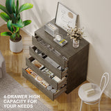 Dresser with 4 Drawers, Wood Tall Chest, Built-in Handle Drawers for Bedroom, Home, Living Room, Hallway - Gray