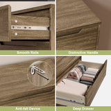 Dresser with 4 Drawers, Wood Tall Chest, Built-in Handle Drawers for Bedroom, Home, Living Room, Hallway - Brown