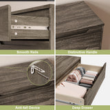 Dresser with 4 Drawers, Wood Tall Chest, Built-in Handle Drawers for Bedroom, Home, Living Room, Hallway - Gray