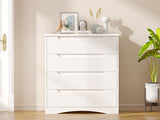 Asofer 32"H 4-Drawer Dresser with Modern Cutout Handles – Stylish Dresser for Bedroom, Living Room，Hallway，White