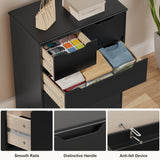 Dresser for Bedroom, Asofer 5 Drawer Dresser with Cutout Handle, Sturdy Wood Storage Cabinet, Black