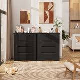 Dresser for Bedroom, Asofer 5 Drawer Dresser with Cutout Handle, Sturdy Wood Storage Cabinet, Black